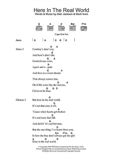 Download Alan Jackson Here In The Real World Sheet Music