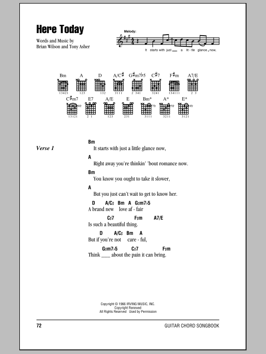 Download The Beach Boys Here Today Sheet Music