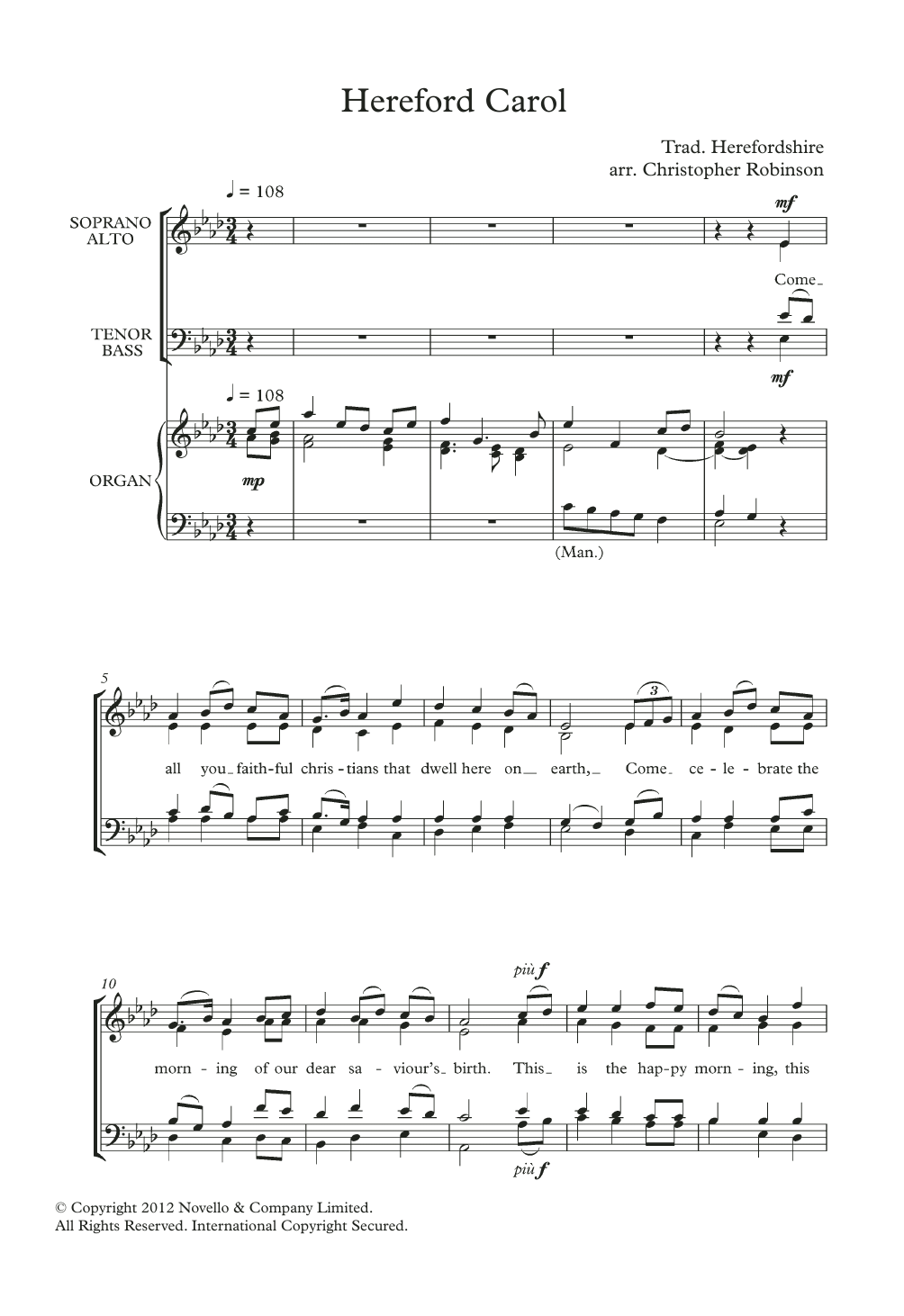 Download Traditional Hereford Carol (arr. Christopher Robins Sheet Music