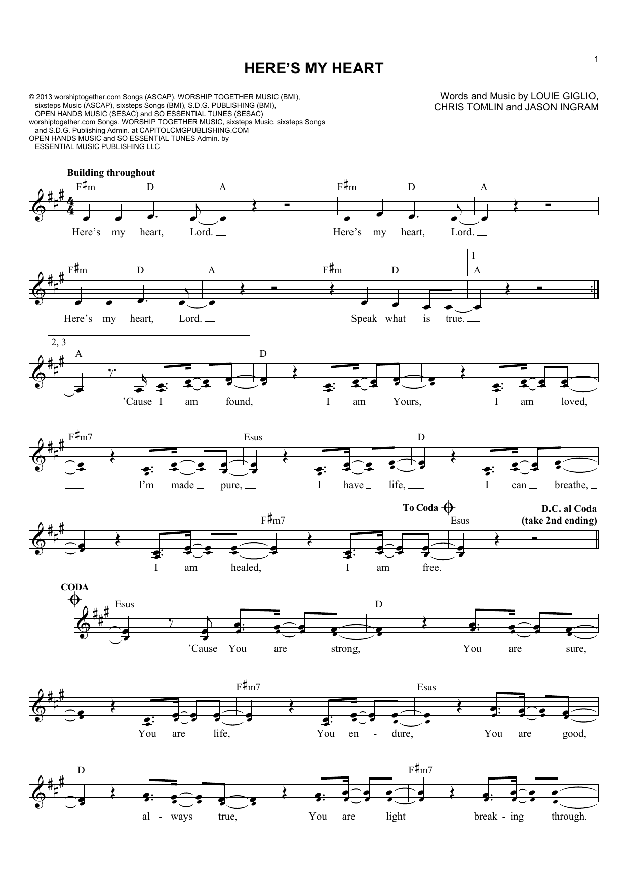 Download Passion Here's My Heart Sheet Music