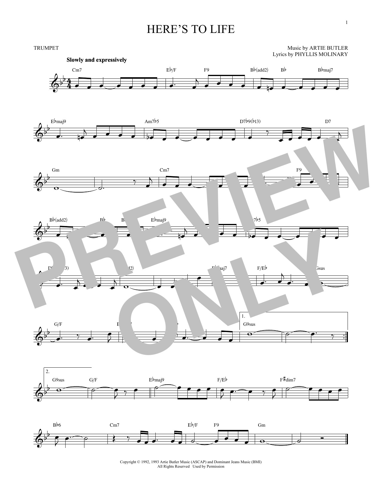 Download Artie Butler Here's To Life Sheet Music