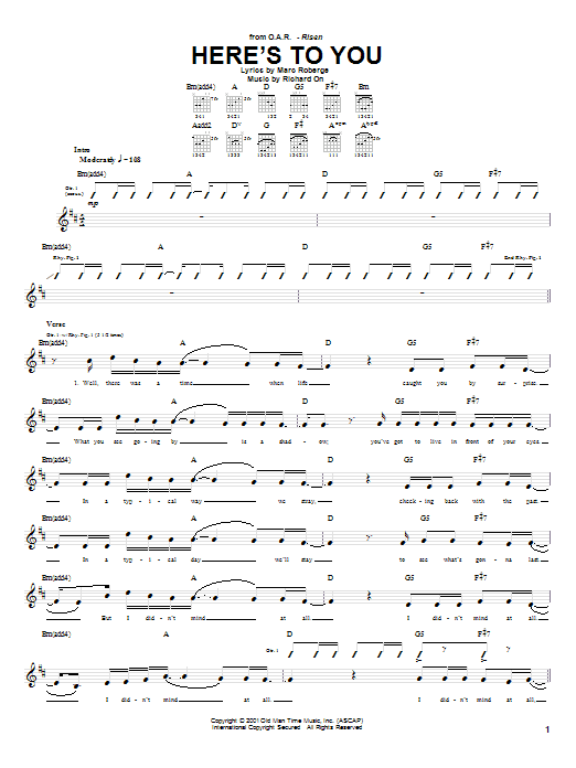 Download O.A.R. Here's To You Sheet Music