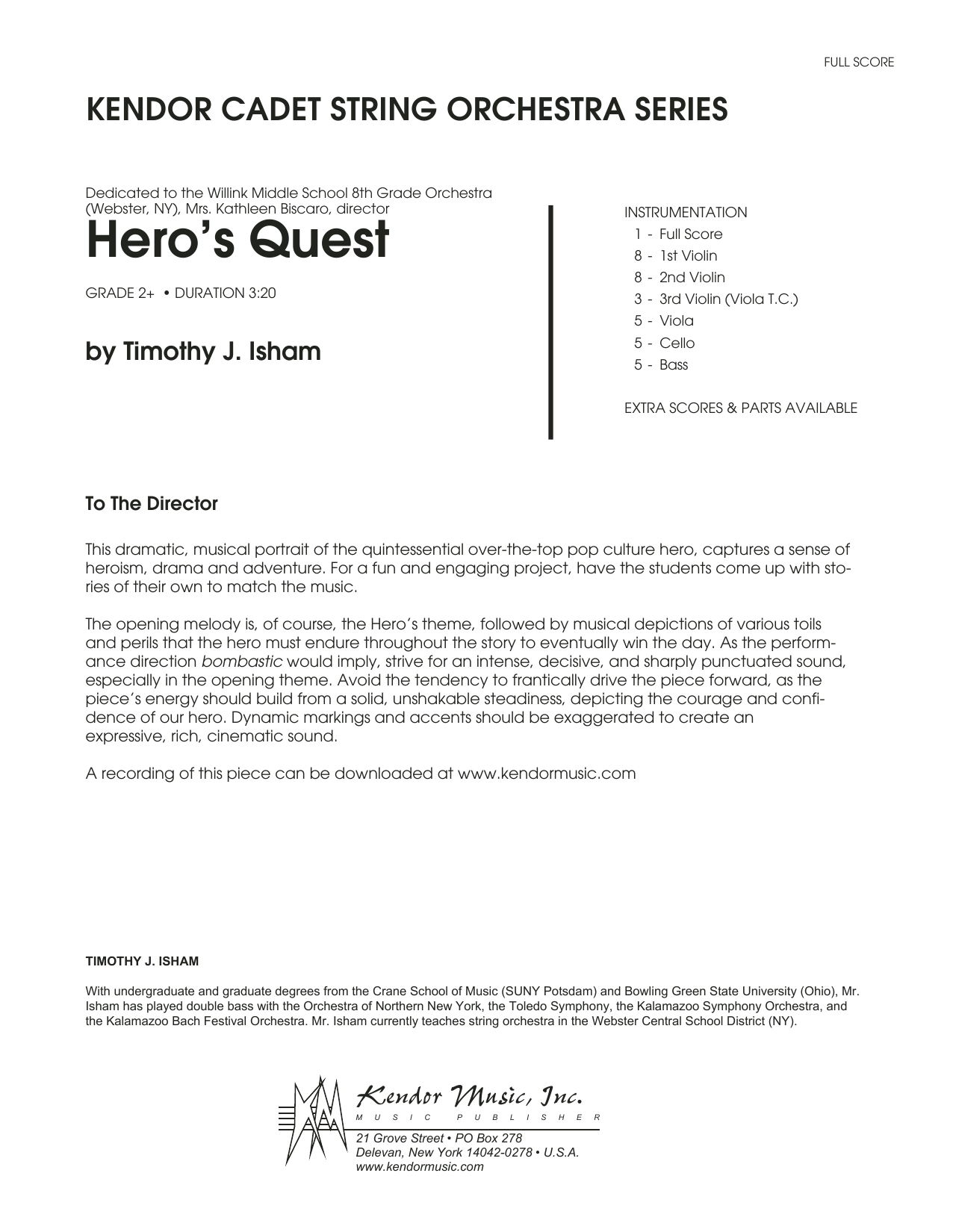 Download Timothy Isham Hero's Quest - Full Score Sheet Music