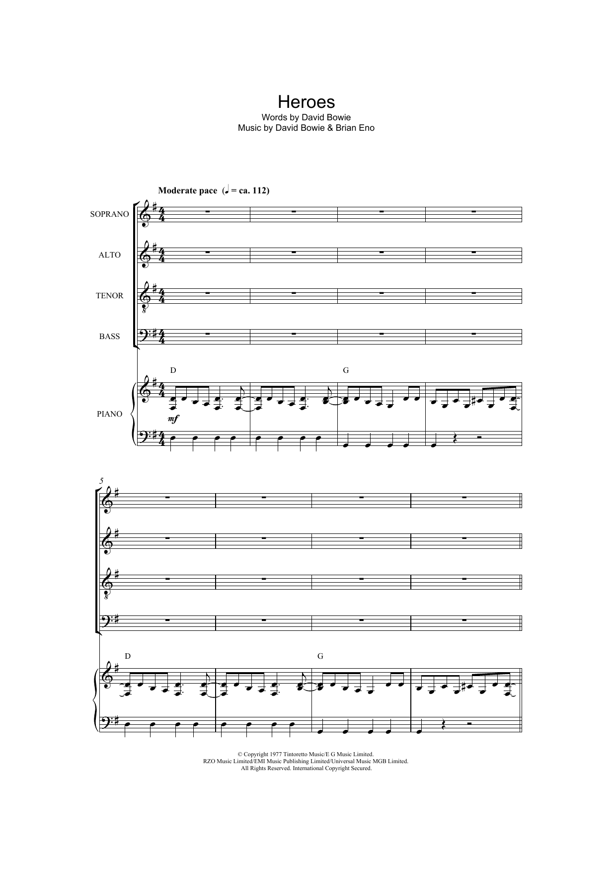 Download David Bowie Heroes (arr. Barrie Carson Turner) Sheet Music