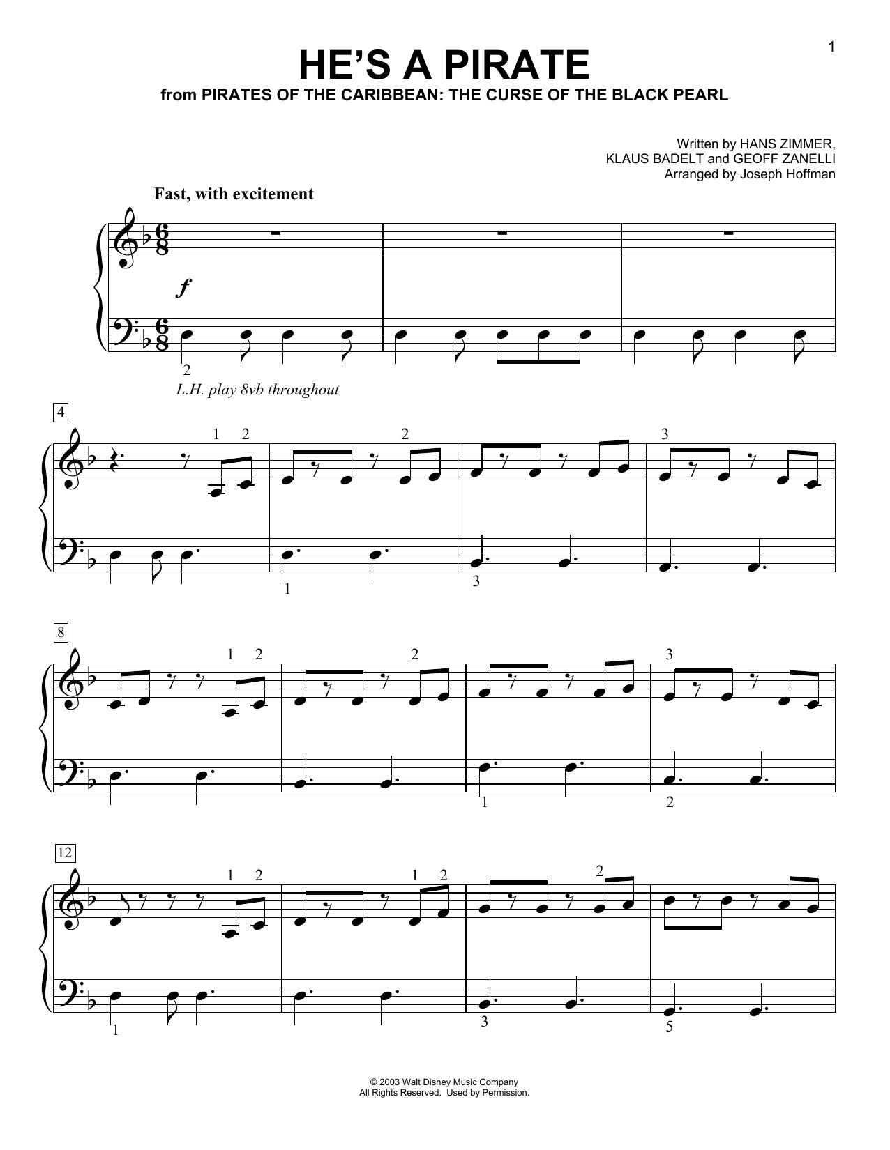 Download Hans Zimmer He's A Pirate (from Pirates Of The Cari Sheet Music