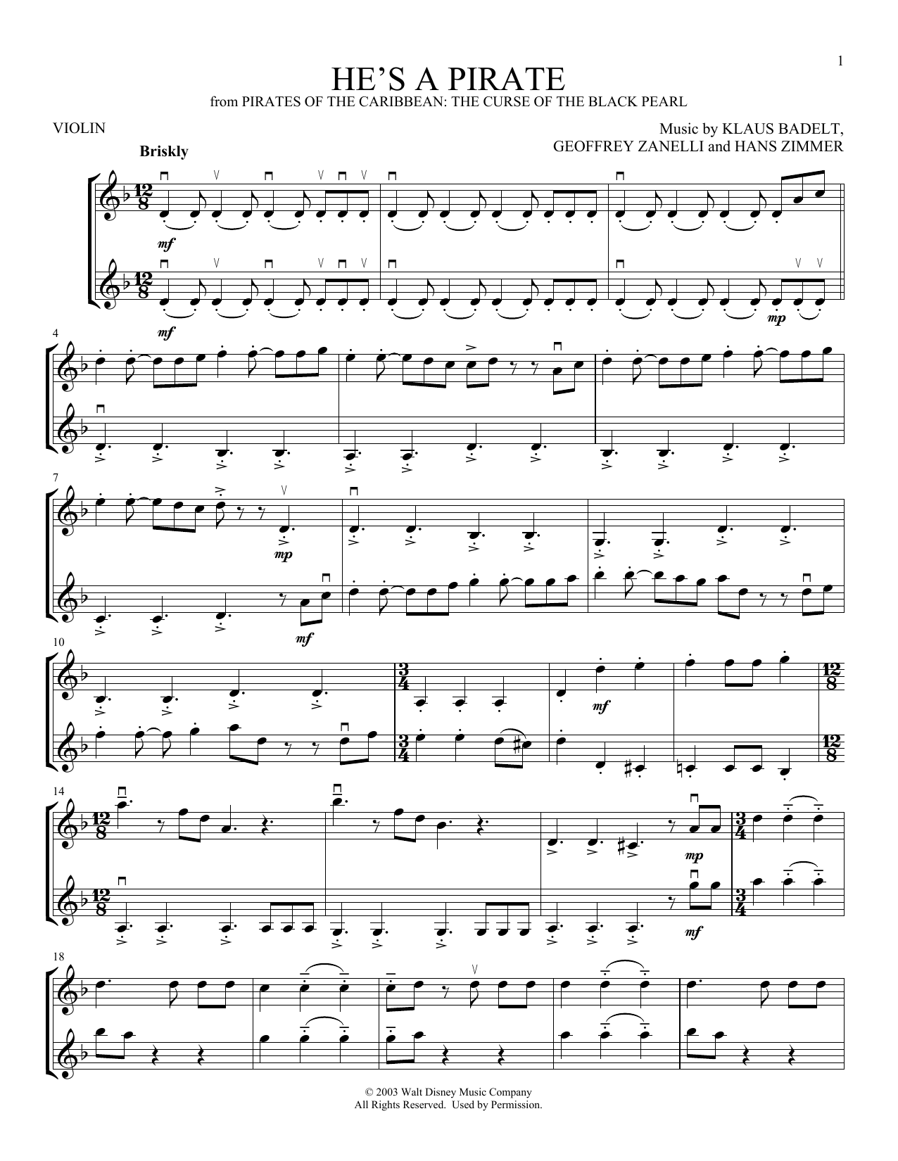 Download Klaus Badelt He's A Pirate (from Pirates Of The Cari Sheet Music