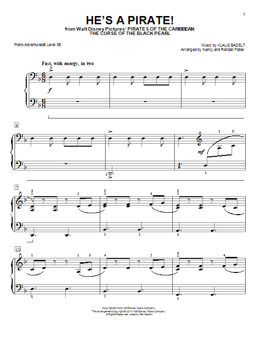 Download Nancy and Randall Faber He's a Pirate Sheet Music