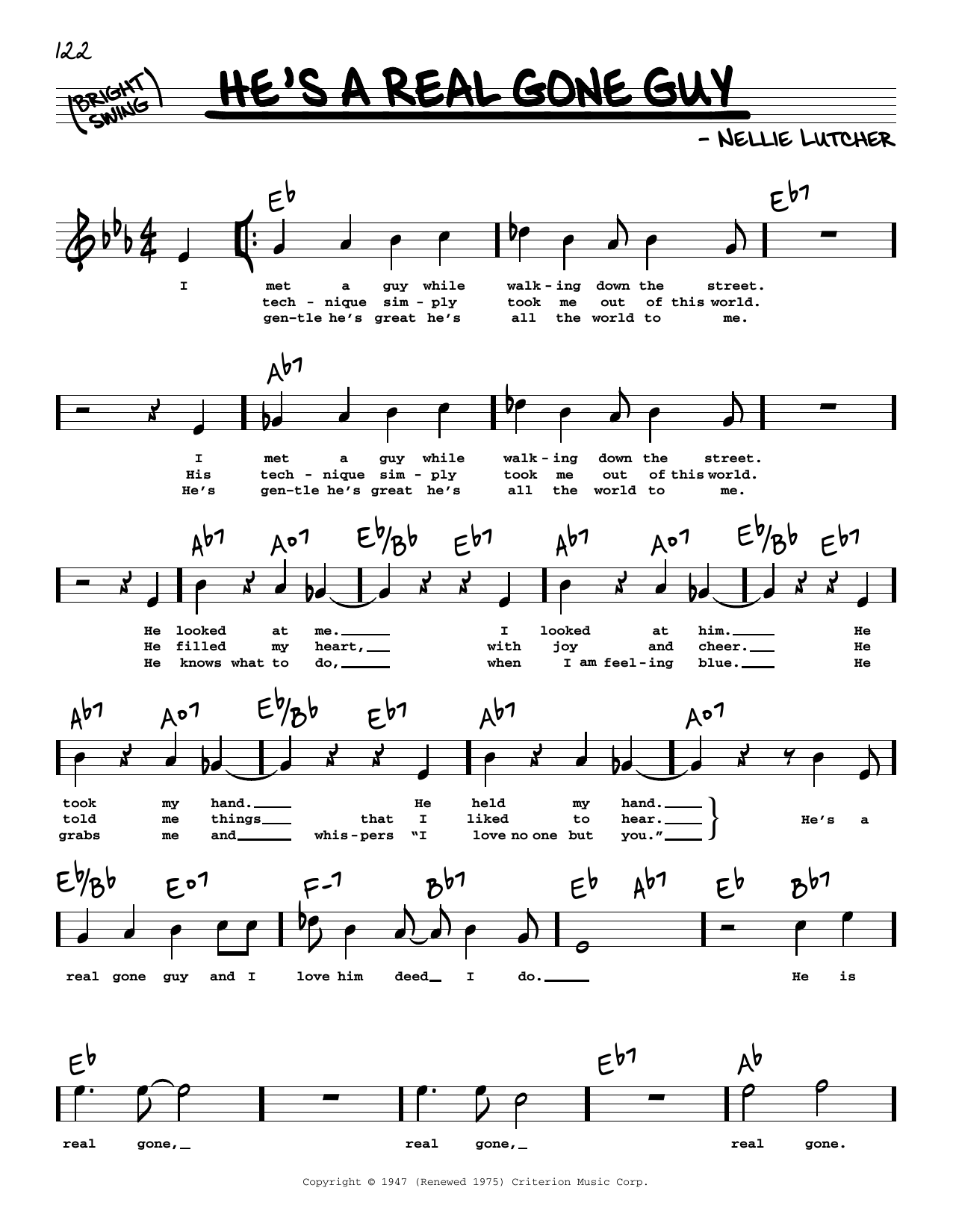 Download Nellie Lutcher He's A Real Gone Guy (High Voice) Sheet Music