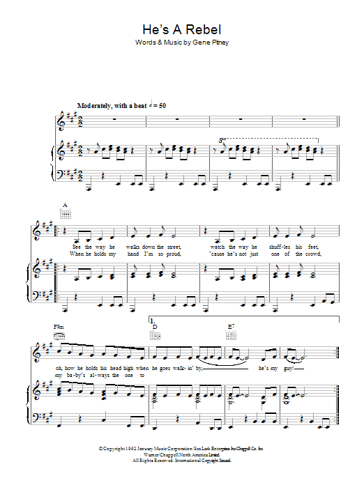 Download The Crystals He's A Rebel Sheet Music