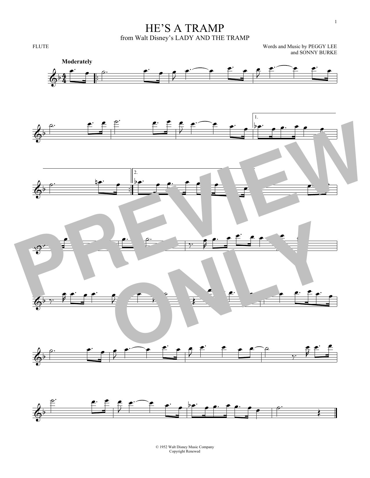 Download Peggy Lee & Sonny Burke He's A Tramp (from Lady And The Tramp) Sheet Music