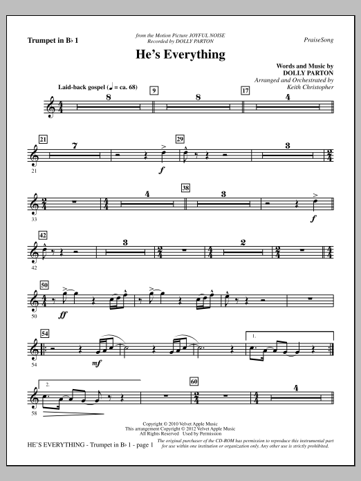 Download Keith Christopher He's Everything - Bb Trumpet 1 Sheet Music