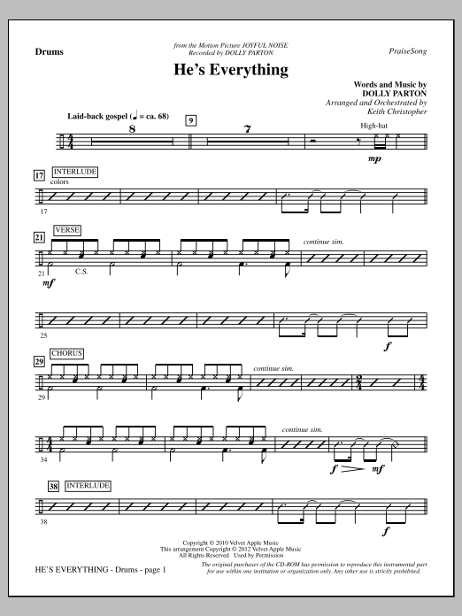 Download Keith Christopher He's Everything - Drums Sheet Music