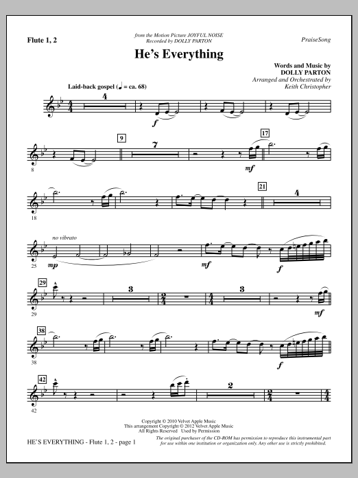 Download Keith Christopher He's Everything - Flute 1 & 2 Sheet Music