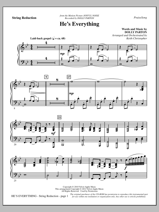 Download Keith Christopher He's Everything - Keyboard String Reduc Sheet Music
