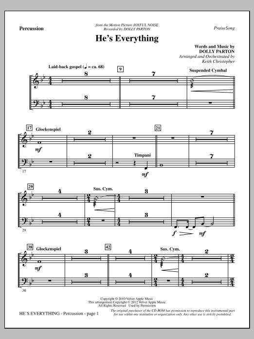 Download Keith Christopher He's Everything - Percussion Sheet Music
