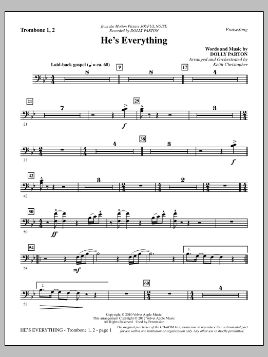 Download Keith Christopher He's Everything - Trombone 1 & 2 Sheet Music