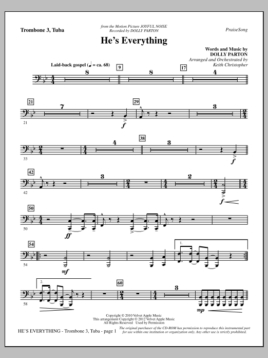 Download Keith Christopher He's Everything - Trombone 3/Tuba Sheet Music