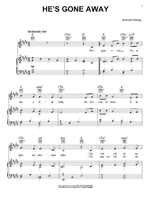 Download Traditional He's Gone Away Sheet Music