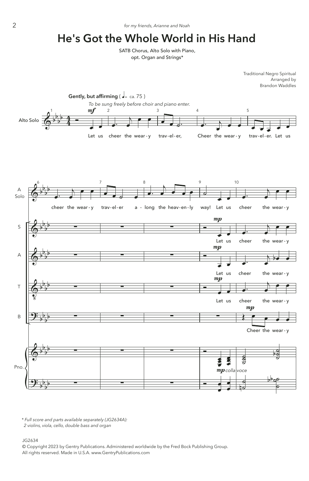 Download Traditional Negro Spiritual He's Got The Whole World In His Hands ( Sheet Music