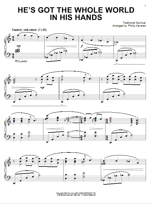Download African-American Spiritual He's Got The Whole World In His Hands Sheet Music