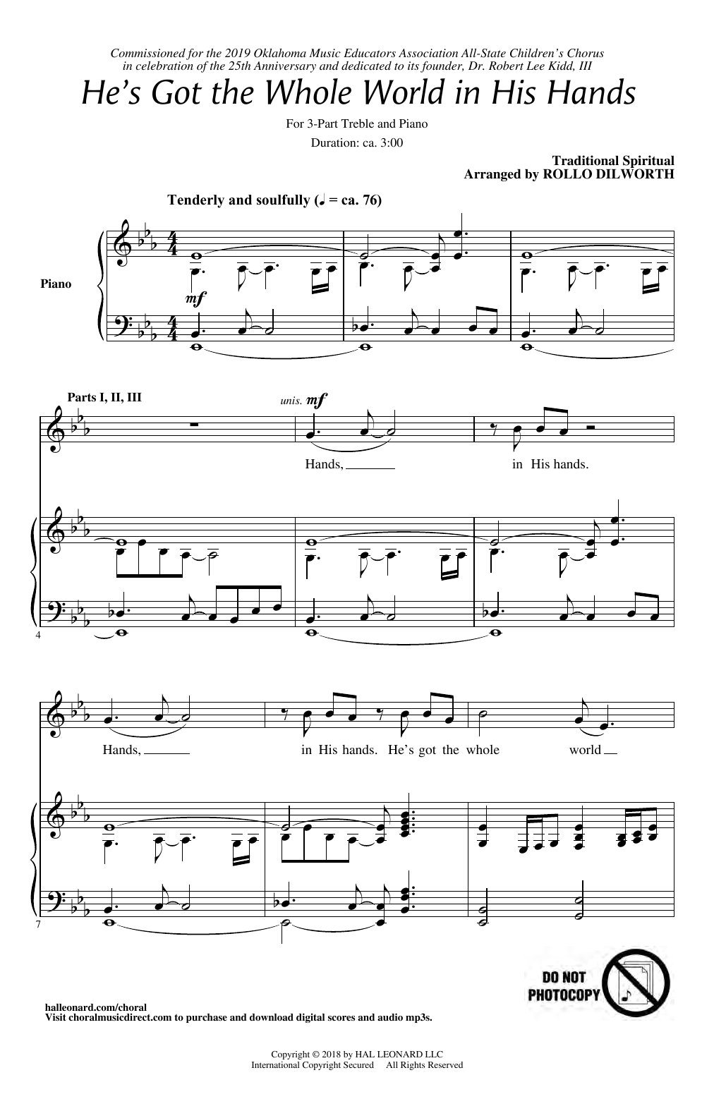 Download Traditional Spiritual He's Got The Whole World In His Hands ( Sheet Music