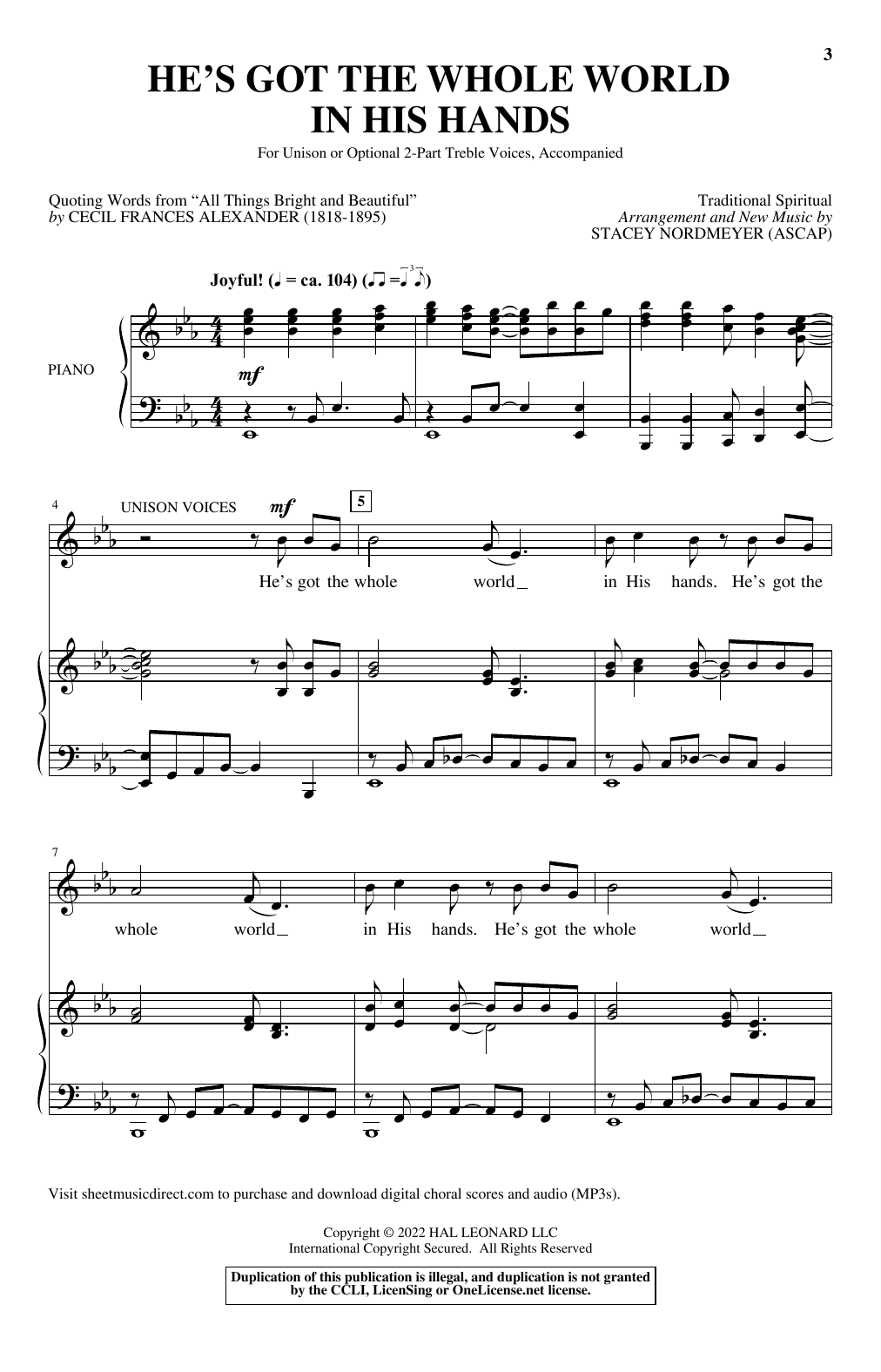 Download Traditional Spiritual He's Got The Whole World In His Hands ( Sheet Music