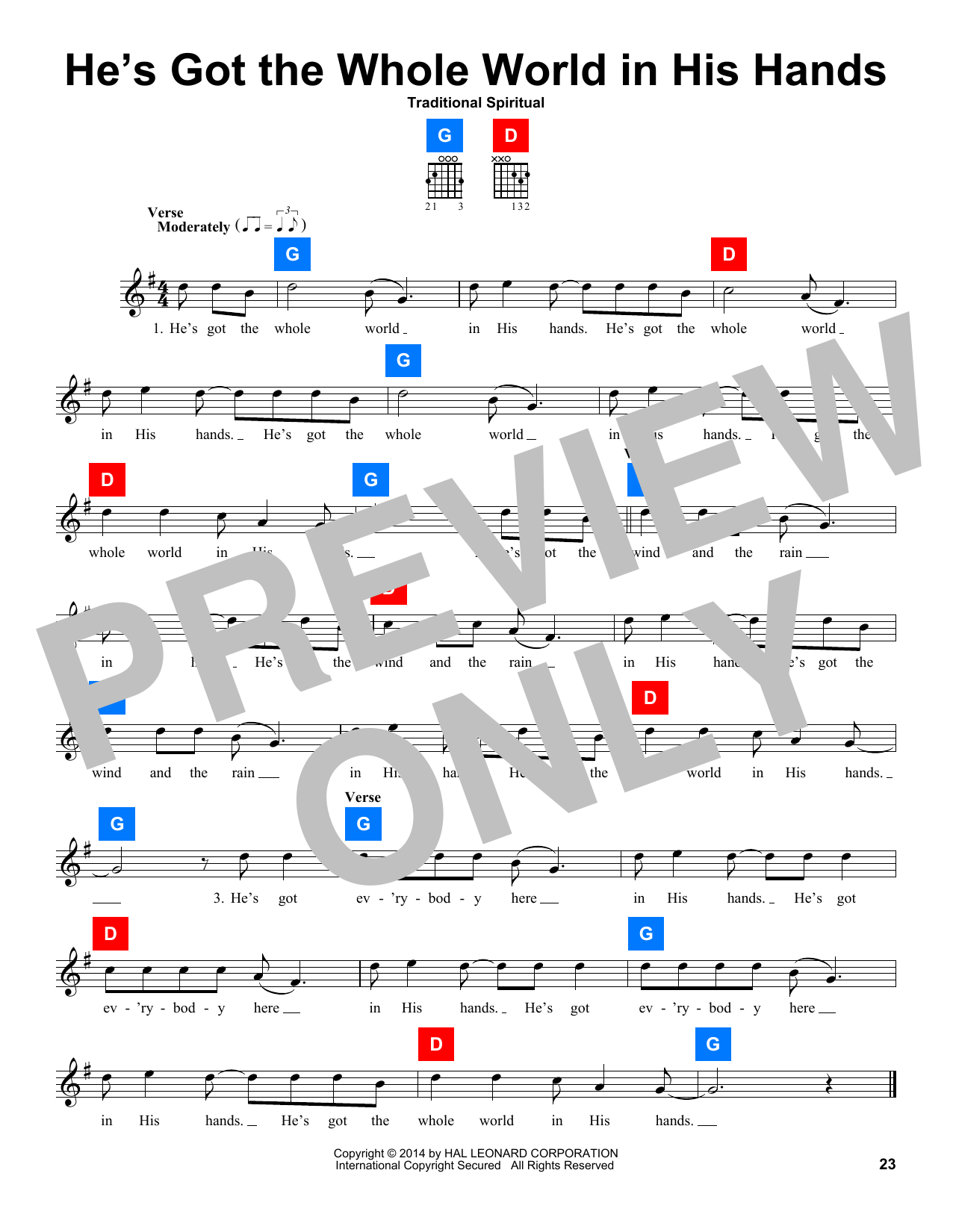Download Traditional Spiritual He's Got The Whole World In His Hands Sheet Music