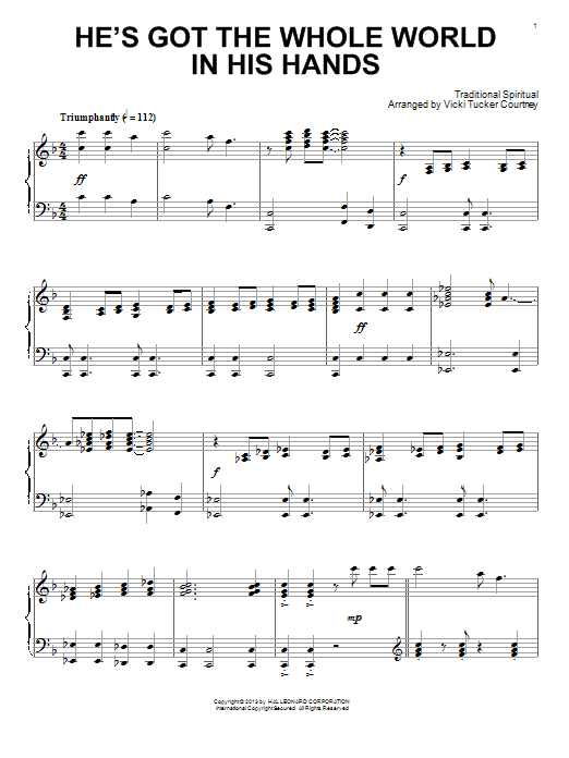 Download Vicki Tucker Courtney He's Got The Whole World In His Hands Sheet Music