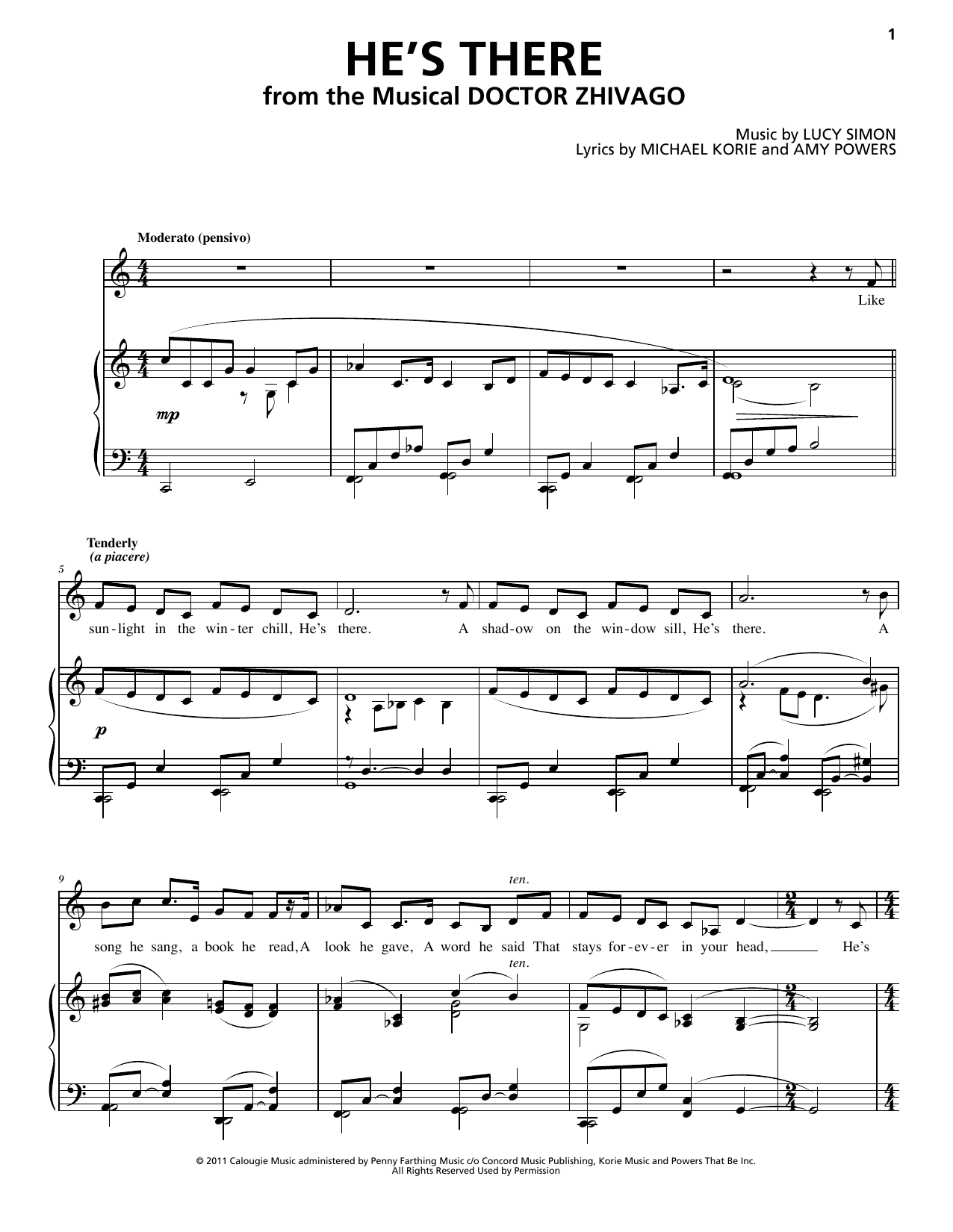 Download Lucy Simon, Michael Korie & Amy Powe He's There Sheet Music