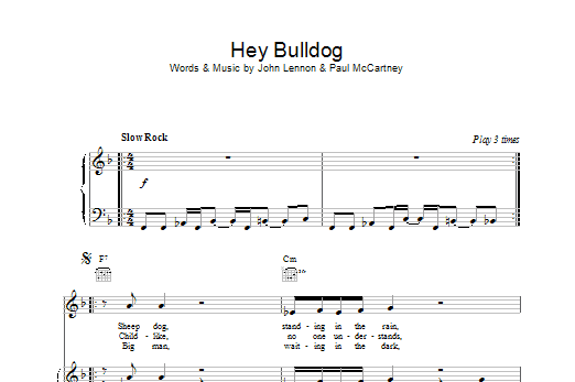 Download The Beatles Hey Bulldog Sheet Music
