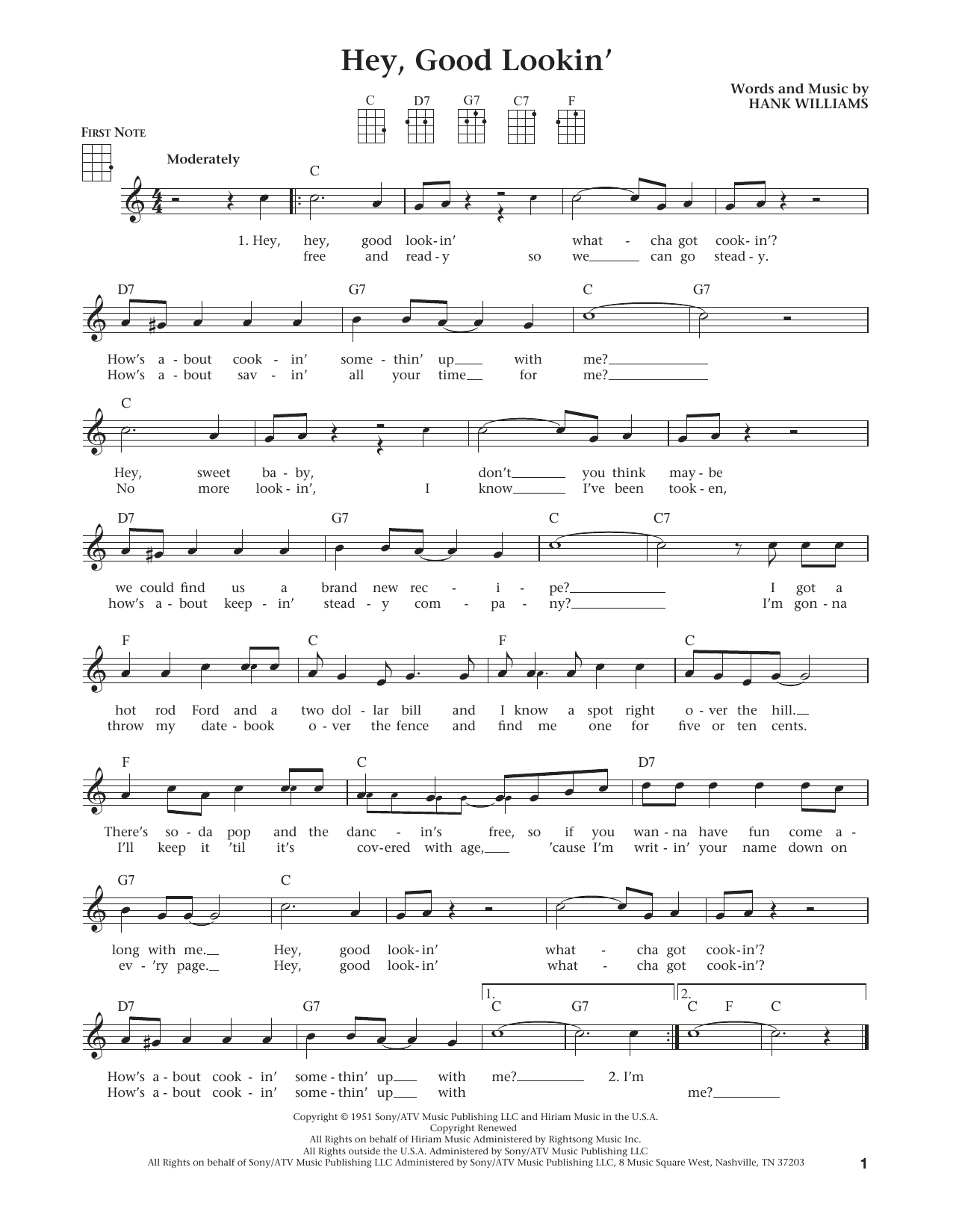 Download Hank Williams Hey, Good Lookin' (from The Daily Ukule Sheet Music