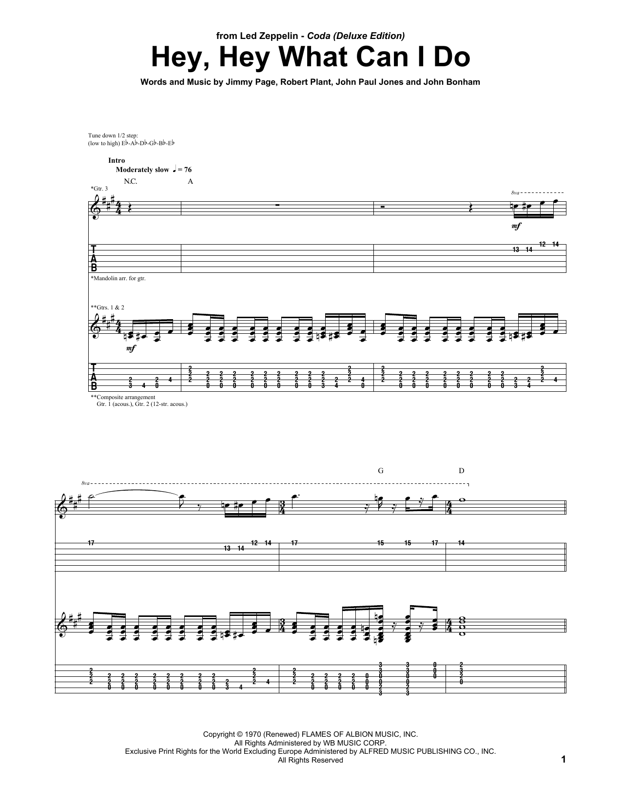 Download Led Zeppelin Hey, Hey What Can I Do Sheet Music