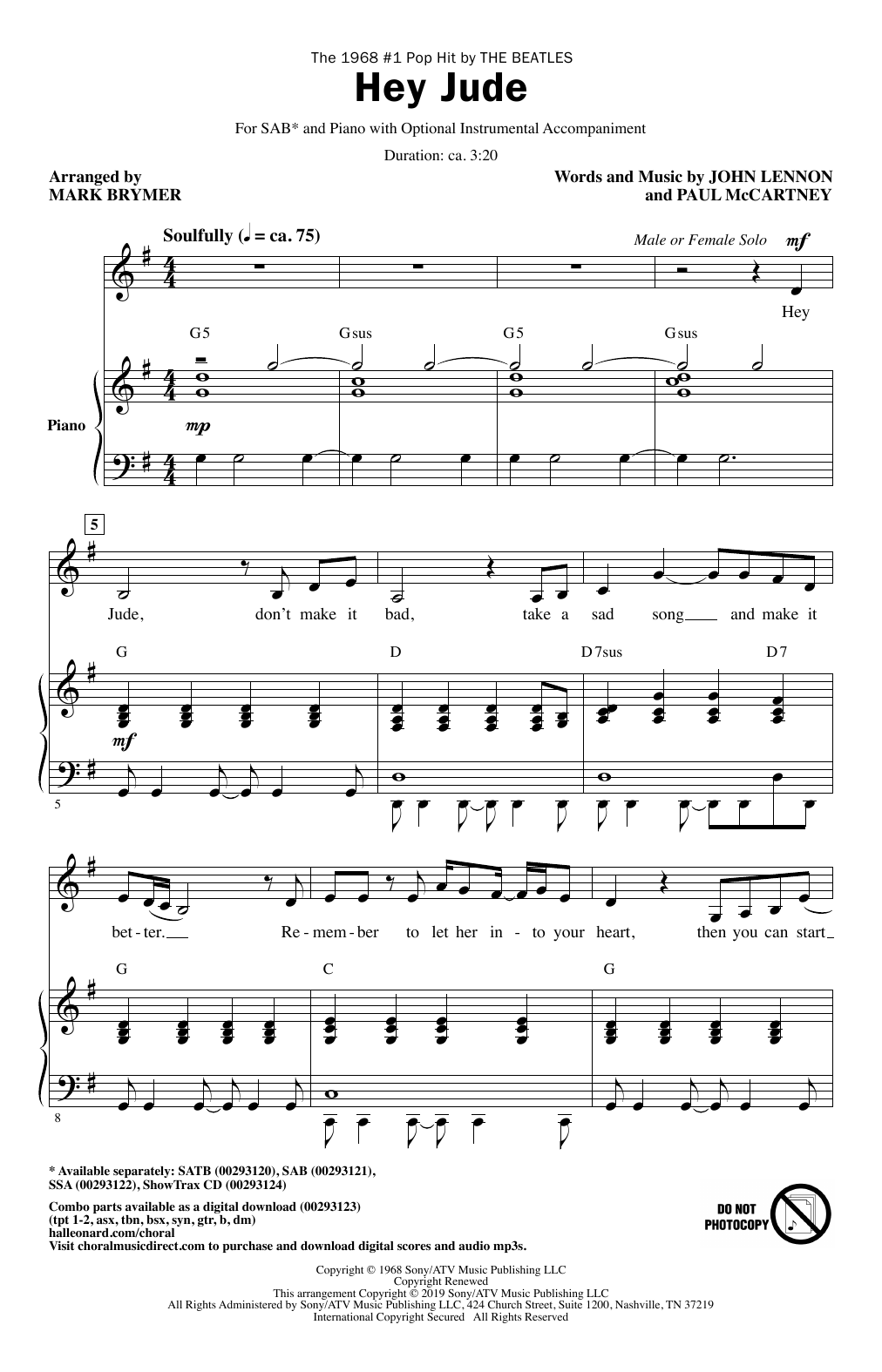 Download The Beatles Hey Jude (arr. Mark Brymer) Sheet Music