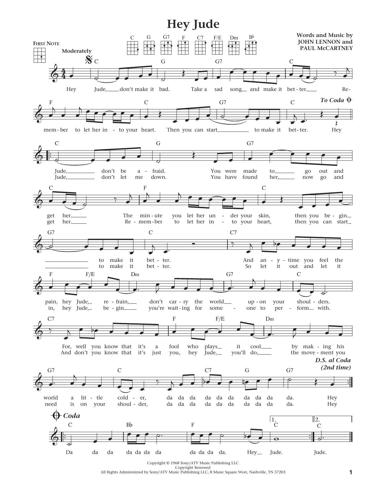 Download The Beatles Hey Jude (from The Daily Ukulele) (arr. Sheet Music