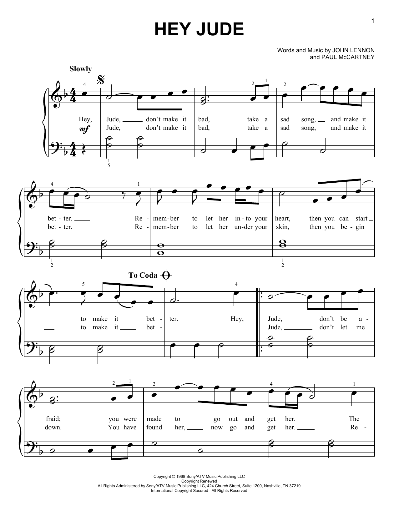 Download The Beatles Hey Jude Sheet Music