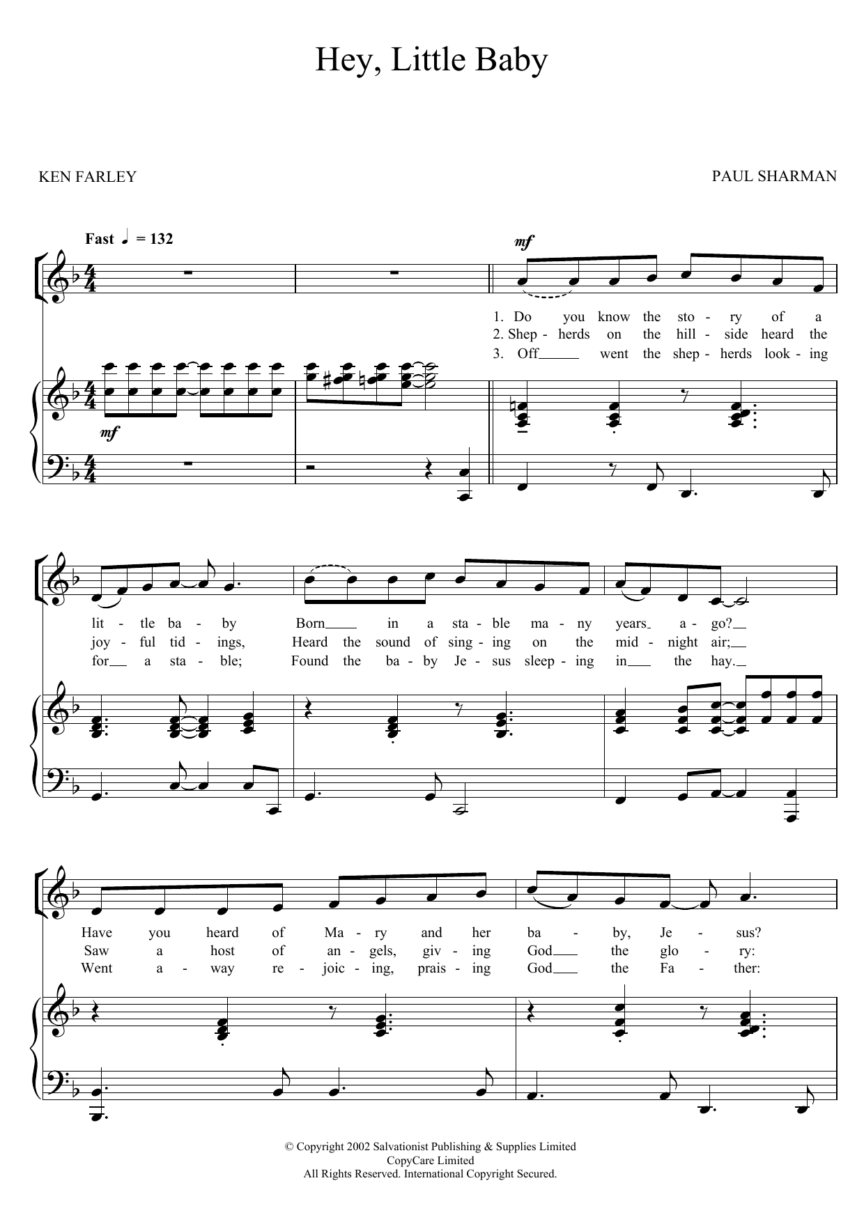 Download The Salvation Army Hey, Little Baby Sheet Music