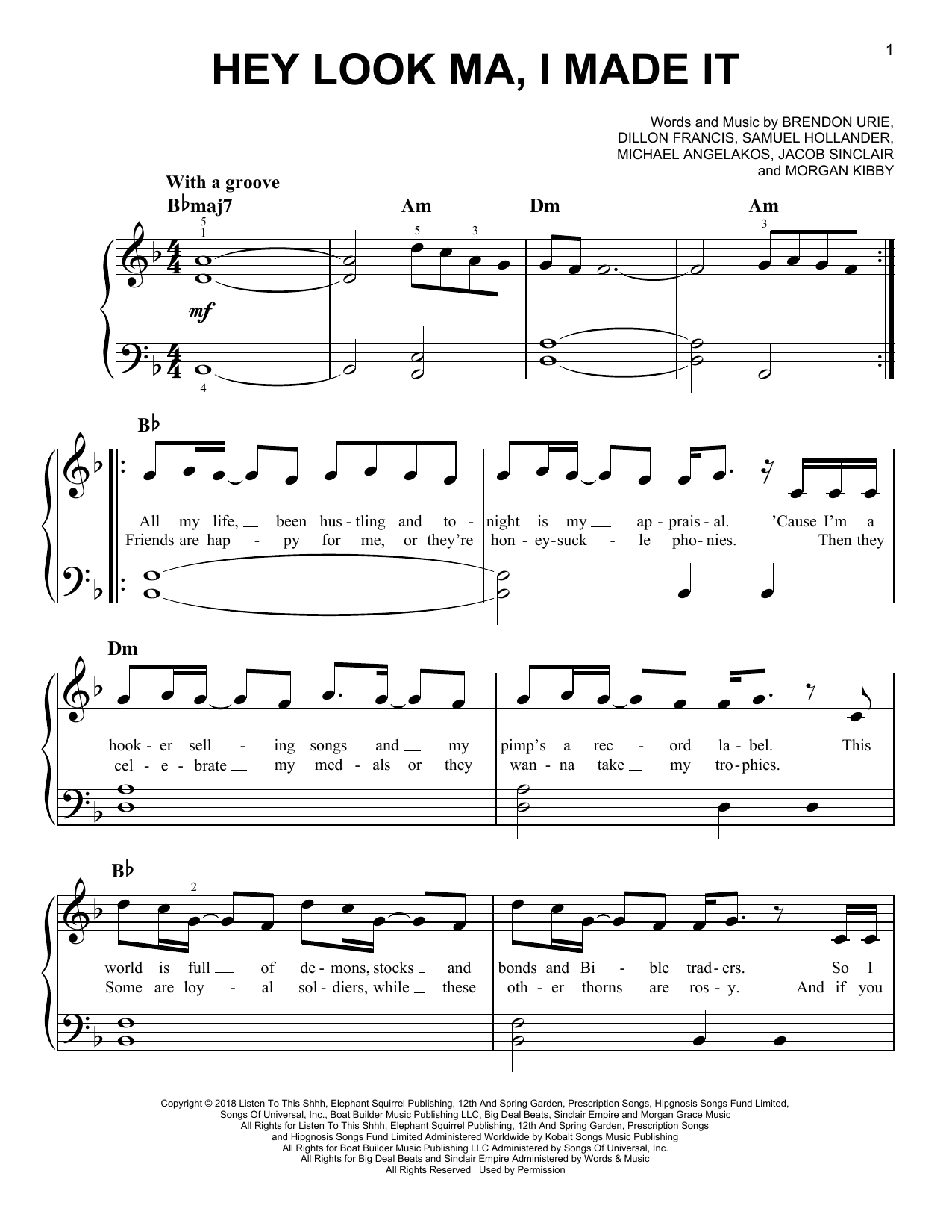 Download Panic! At The Disco Hey Look Ma, I Made It Sheet Music