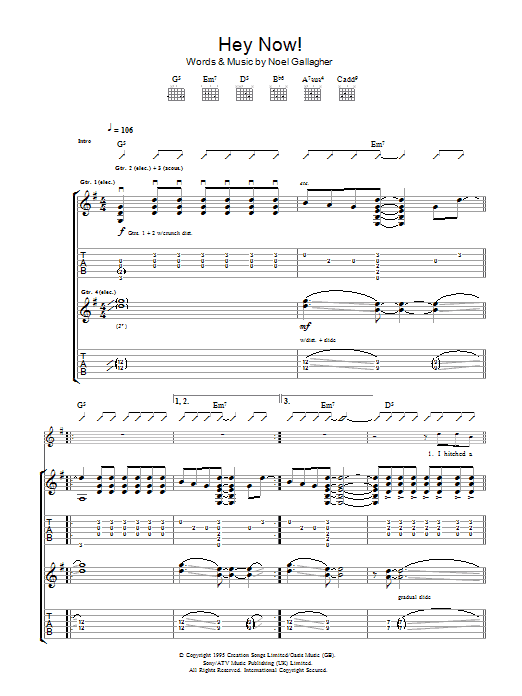 Download Oasis Hey Now Sheet Music
