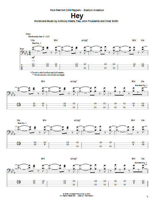 Download Red Hot Chili Peppers Hey Sheet Music