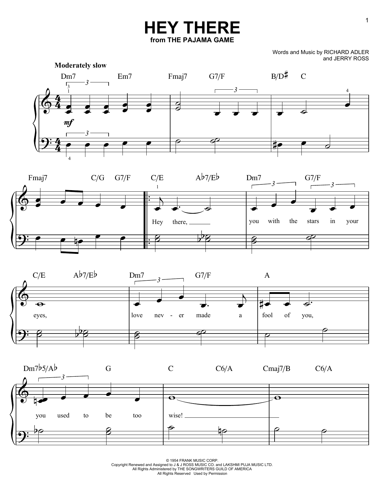 Download Jerry Ross Hey There Sheet Music