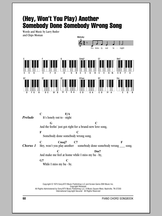 Download B.J. Thomas (Hey, Won't You Play) Another Somebody Sheet Music