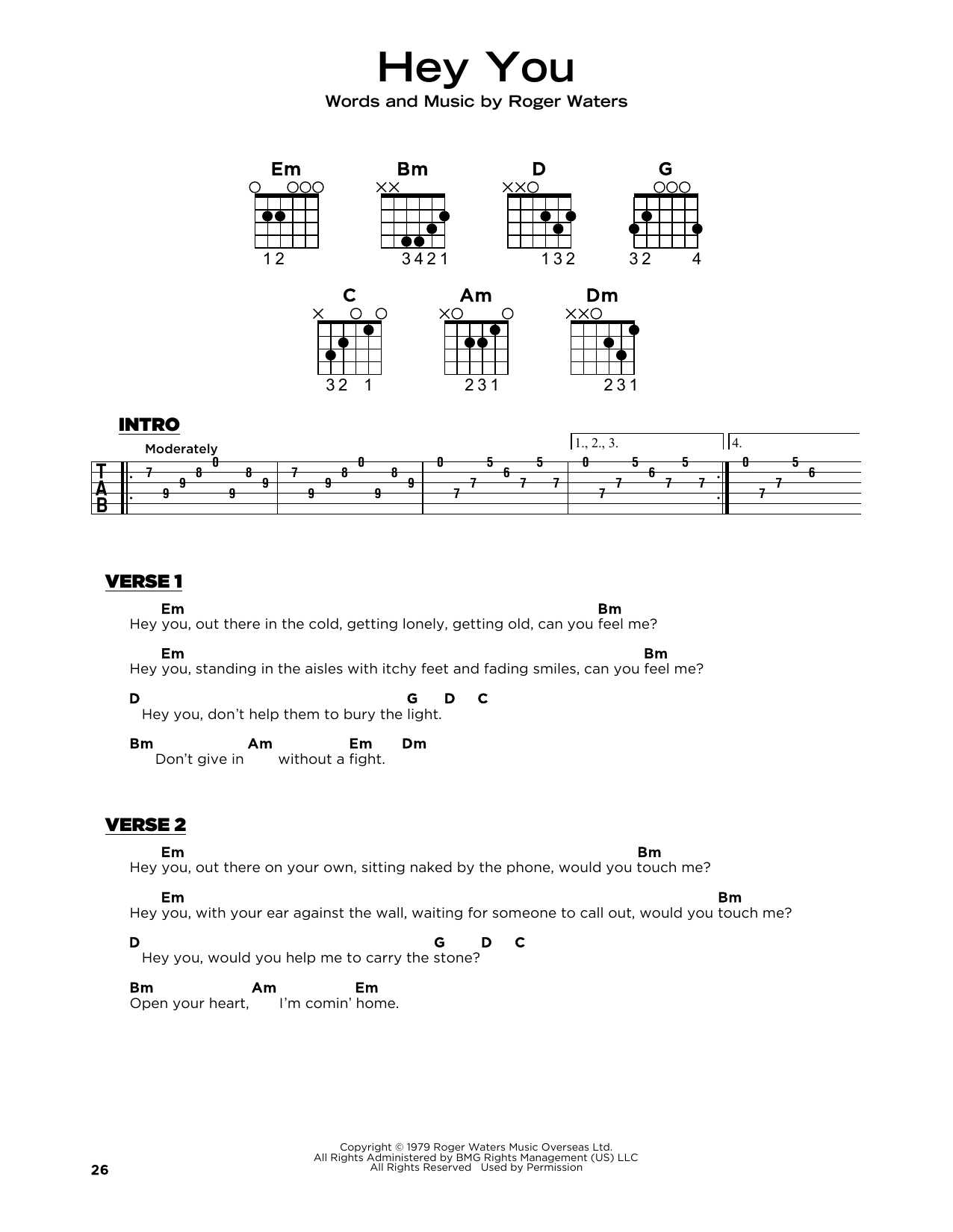 Download Pink Floyd Hey You Sheet Music