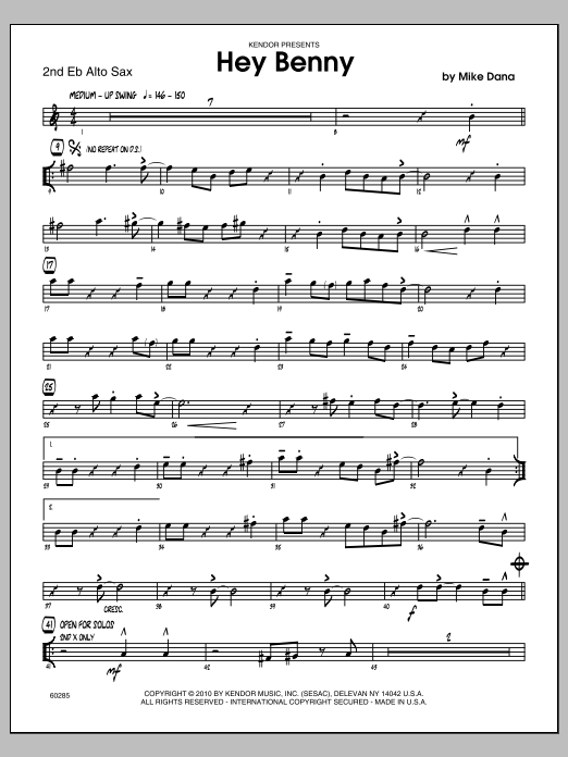 Download Mike Dana Hey Benny - 2nd Eb Alto Saxophone Sheet Music