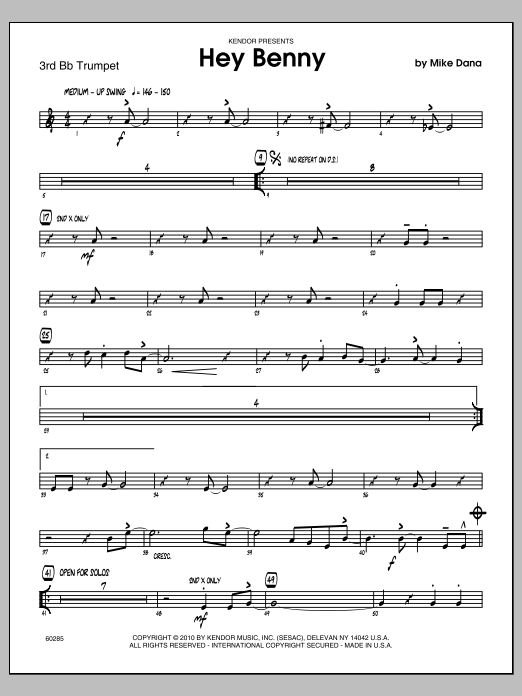 Download Mike Dana Hey Benny - 3rd Bb Trumpet Sheet Music