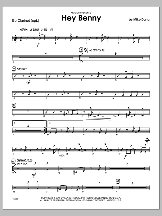 Download Mike Dana Hey Benny - Bb Clarinet Sheet Music