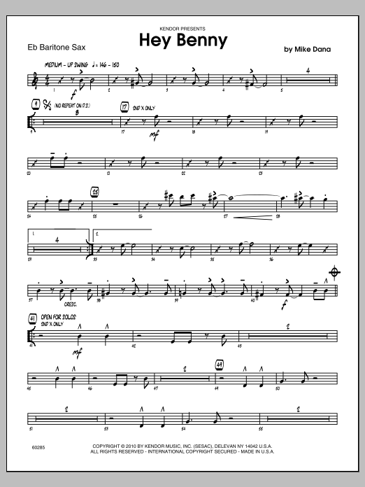 Download Mike Dana Hey Benny - Eb Baritone Saxophone Sheet Music