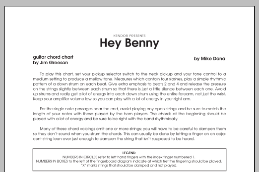 Download Mike Dana Hey Benny - Guitar/ Rhythm Sheet Music