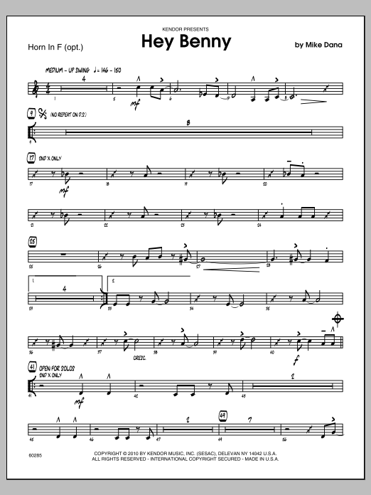 Download Mike Dana Hey Benny - Horn in F Sheet Music