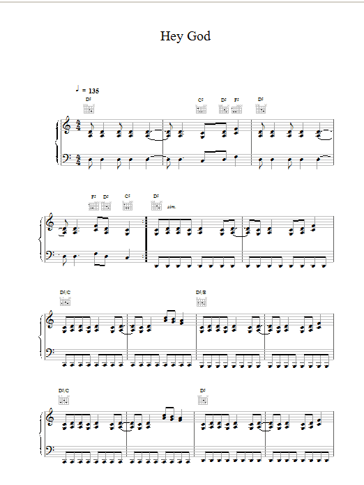 Bon Jovi Hey God sheet music notes printable PDF score