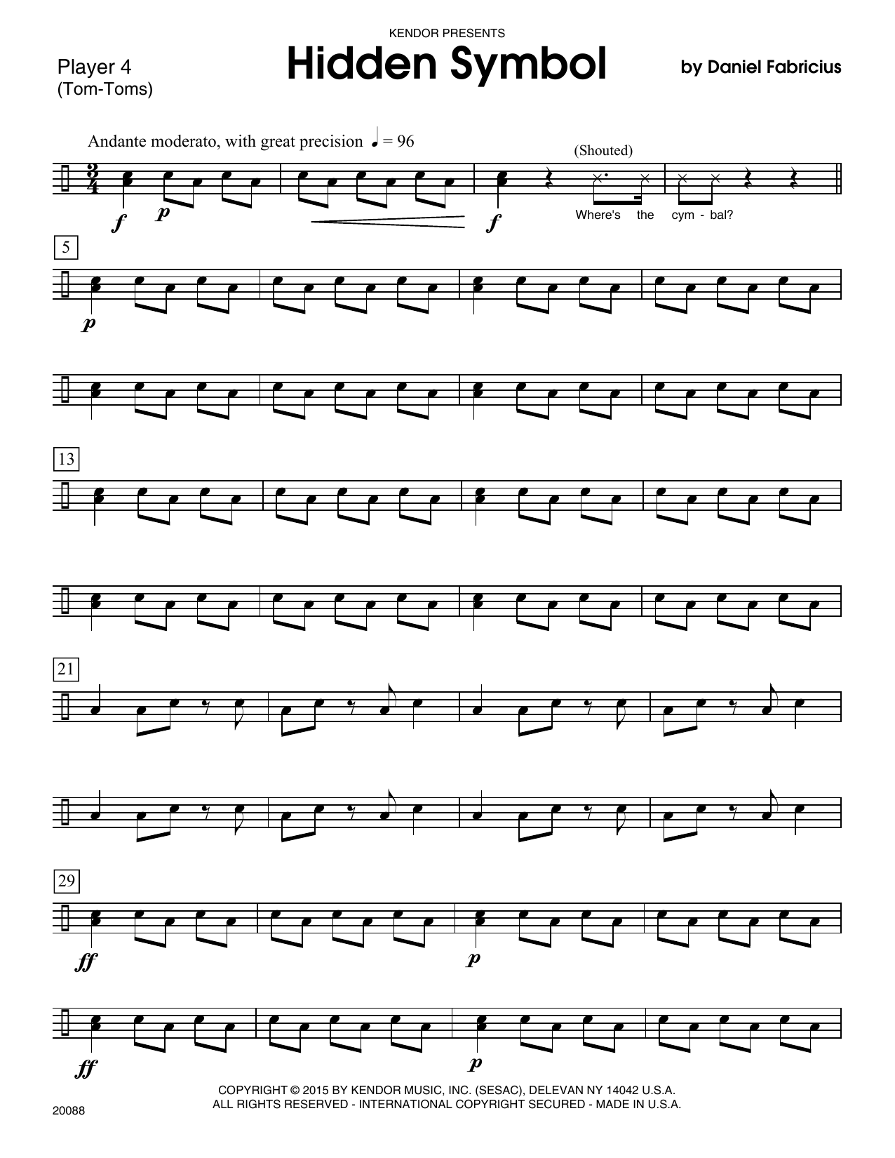 Download Fabricius Hidden Symbol - Percussion 4 Sheet Music